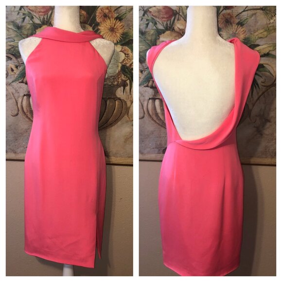 Sz 8 Cushnie et Ochs Pink Anna Open Back Silk Mini Dress - Picture 2 of 15